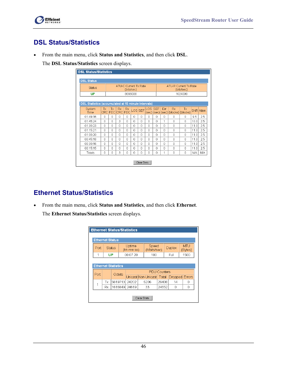 Screen | Efficient Networks SpeedStream 5100 Series User Manual | Page 54 / 80