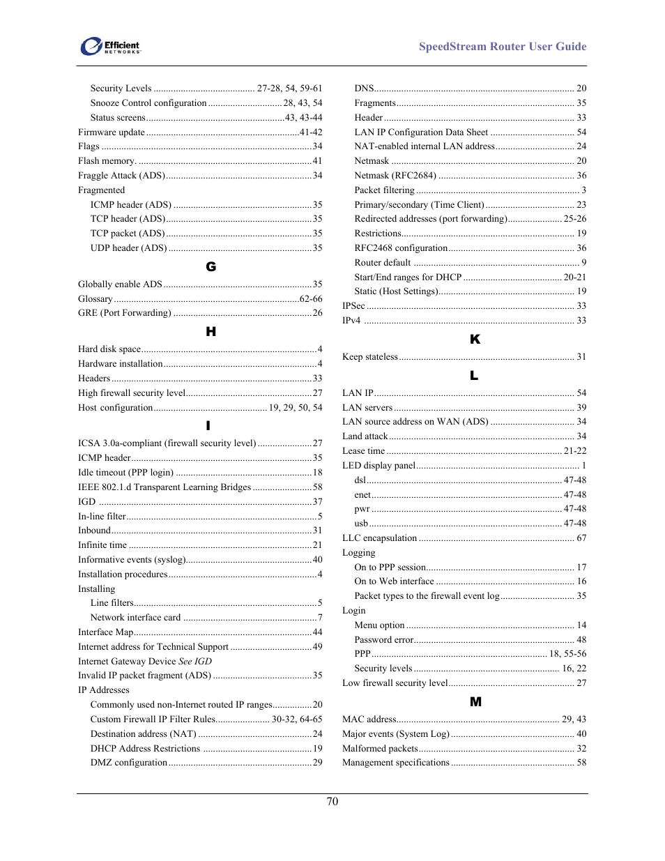 Efficient Networks SpeedStream 5100 Series User Manual | Page 78 / 80