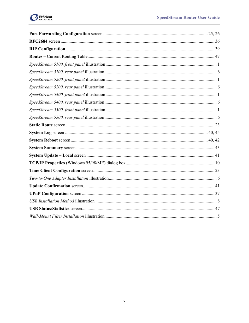 Efficient Networks SpeedStream 5100 Series User Manual | Page 8 / 80