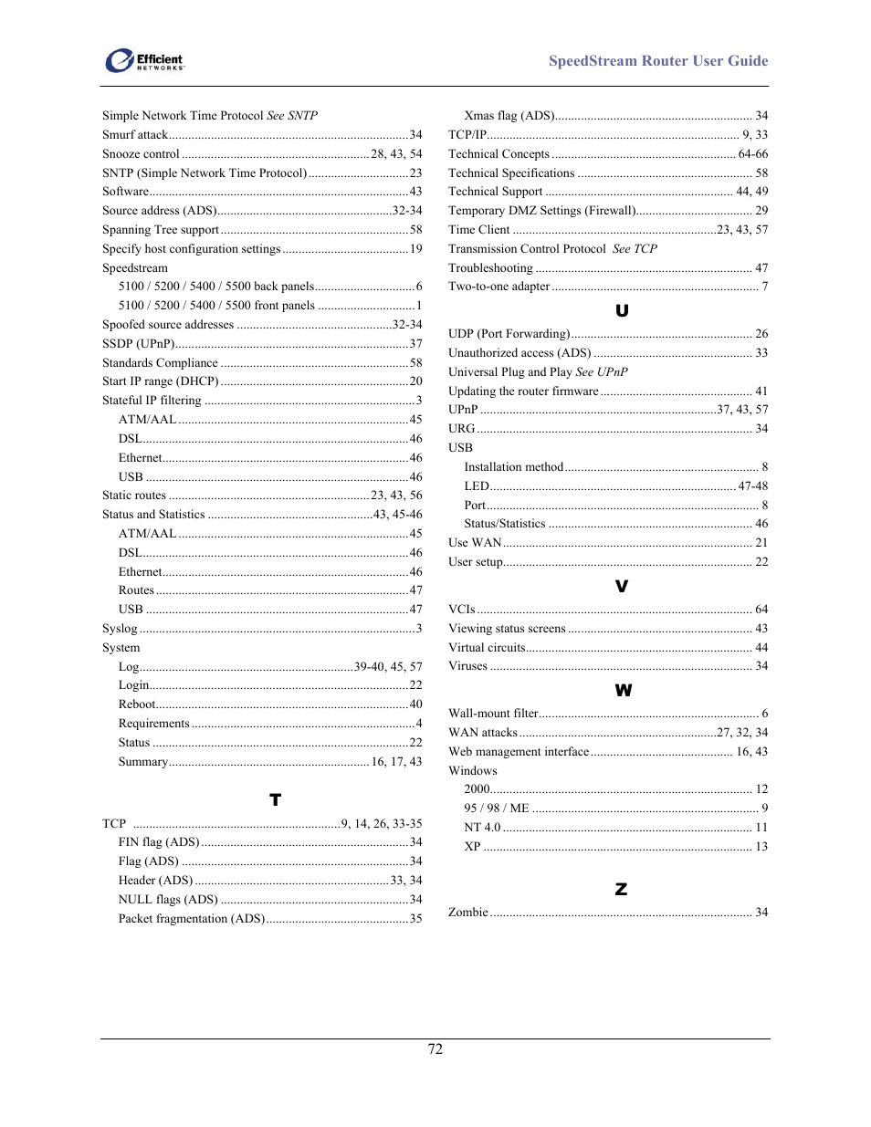 Efficient Networks SpeedStream 5100 Series User Manual | Page 80 / 80