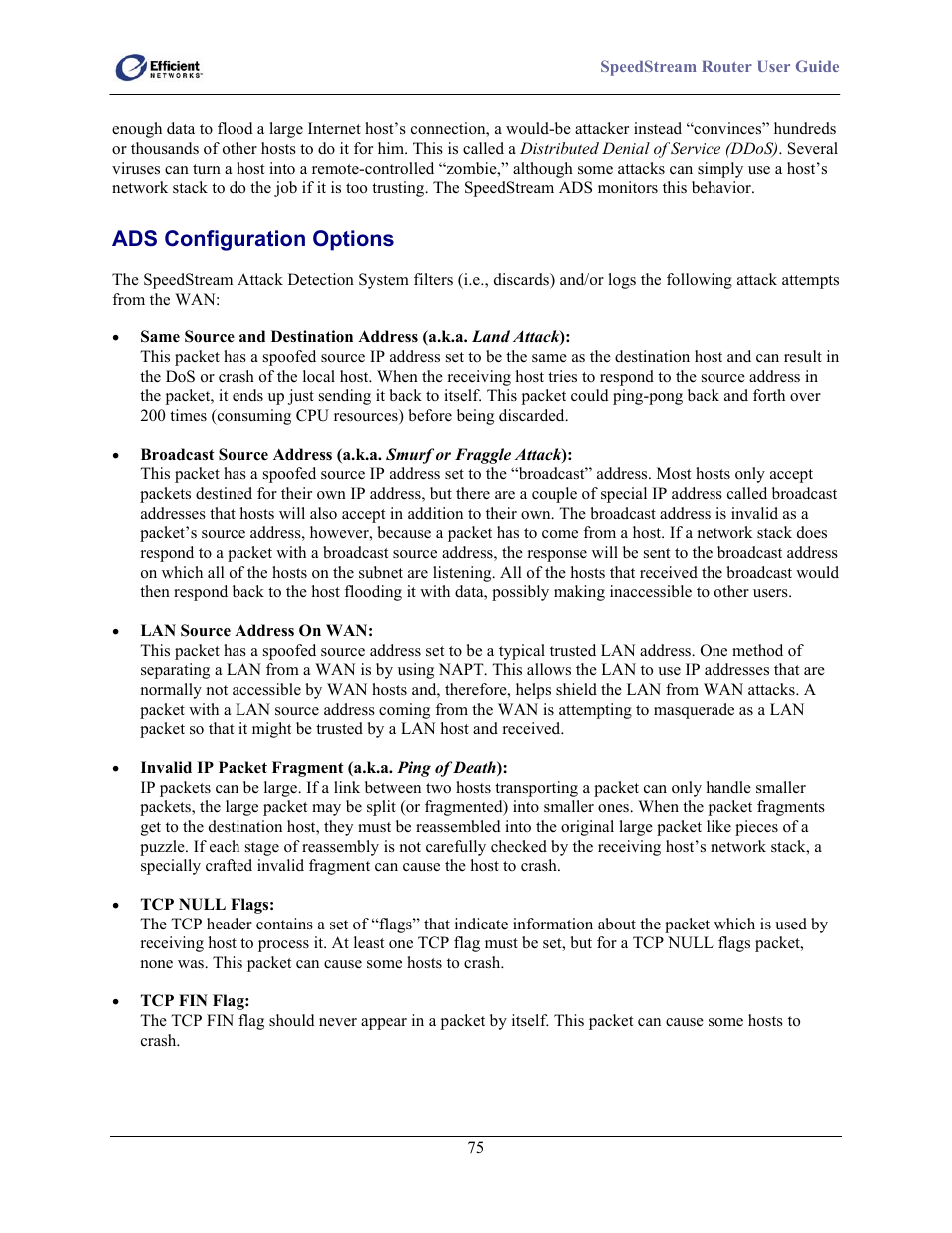 Ads configuration options | Efficient Networks 5100 Series User Manual | Page 85 / 129
