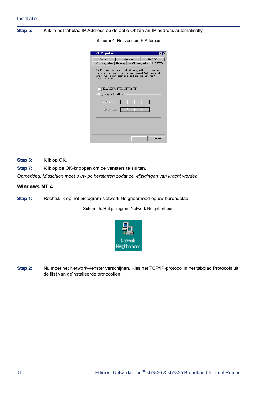 Windows nt 4 | Efficient Networks SB5835 User Manual | Page 10 / 83