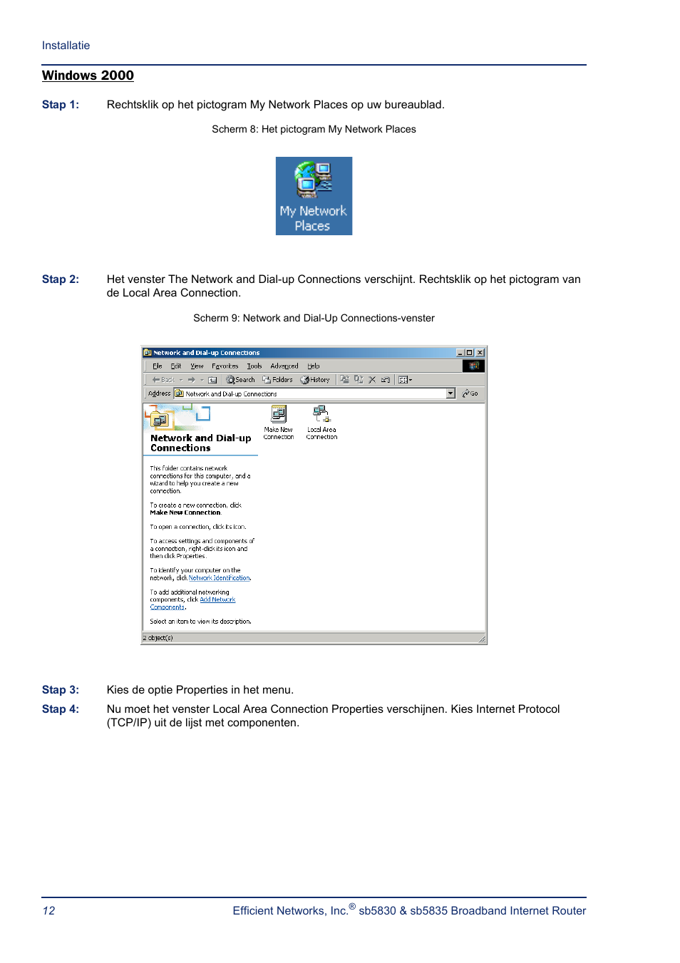 Windows 2000 | Efficient Networks SB5835 User Manual | Page 12 / 83