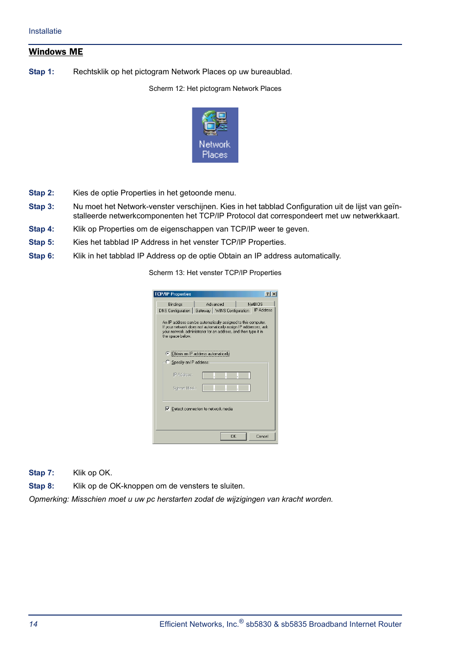 Windows me | Efficient Networks SB5835 User Manual | Page 14 / 83