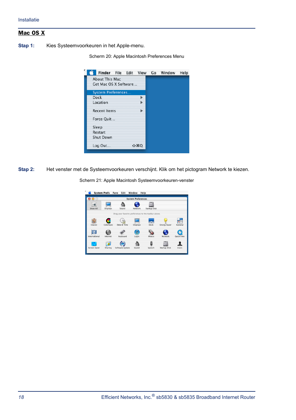 Mac os x | Efficient Networks SB5835 User Manual | Page 18 / 83