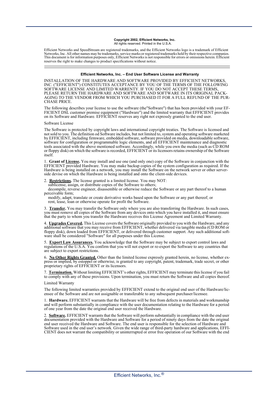 Efficient Networks SB5835 User Manual | Page 2 / 83