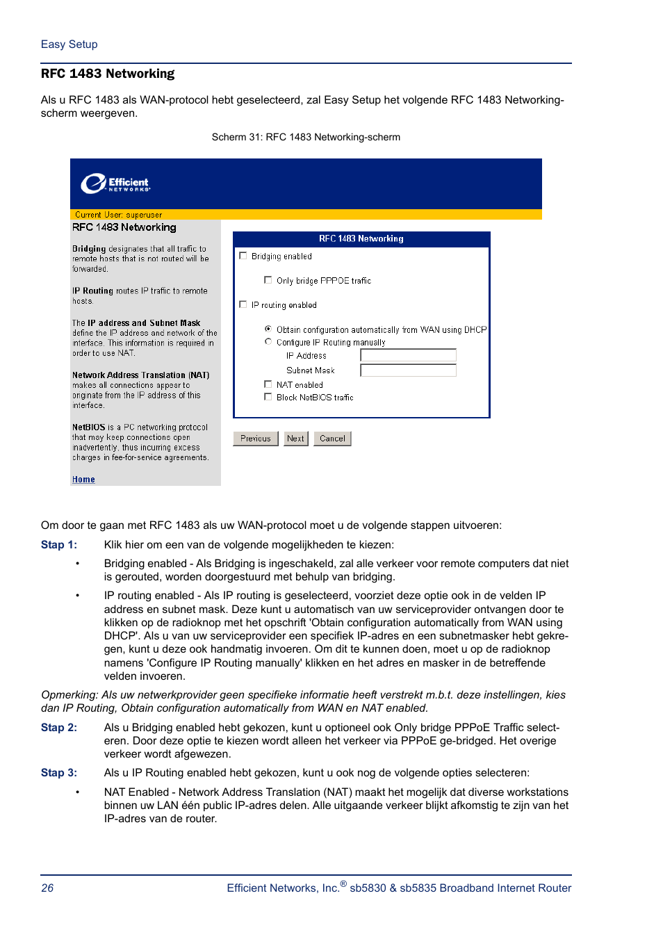 Rfc 1483 networking | Efficient Networks SB5835 User Manual | Page 26 / 83