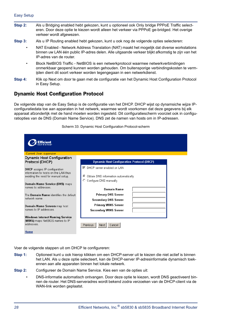 Dynamic host configuration protocol | Efficient Networks SB5835 User Manual | Page 28 / 83