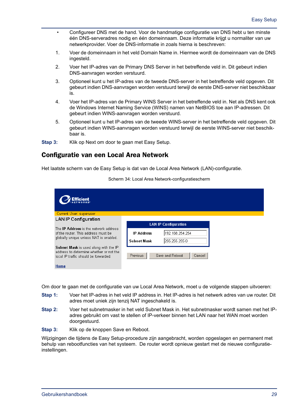 Configuratie van een local area network | Efficient Networks SB5835 User Manual | Page 29 / 83