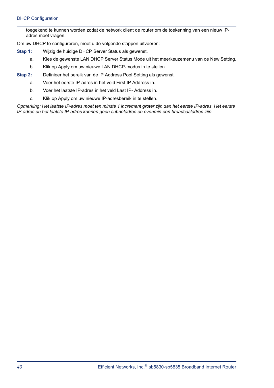 Efficient Networks SB5835 User Manual | Page 40 / 83