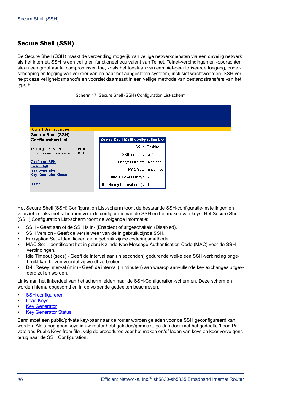 Secure shell (ssh) | Efficient Networks SB5835 User Manual | Page 46 / 83