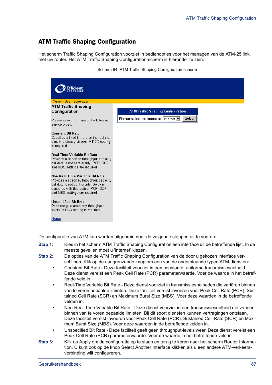 Atm traffic shaping configuration | Efficient Networks SB5835 User Manual | Page 67 / 83