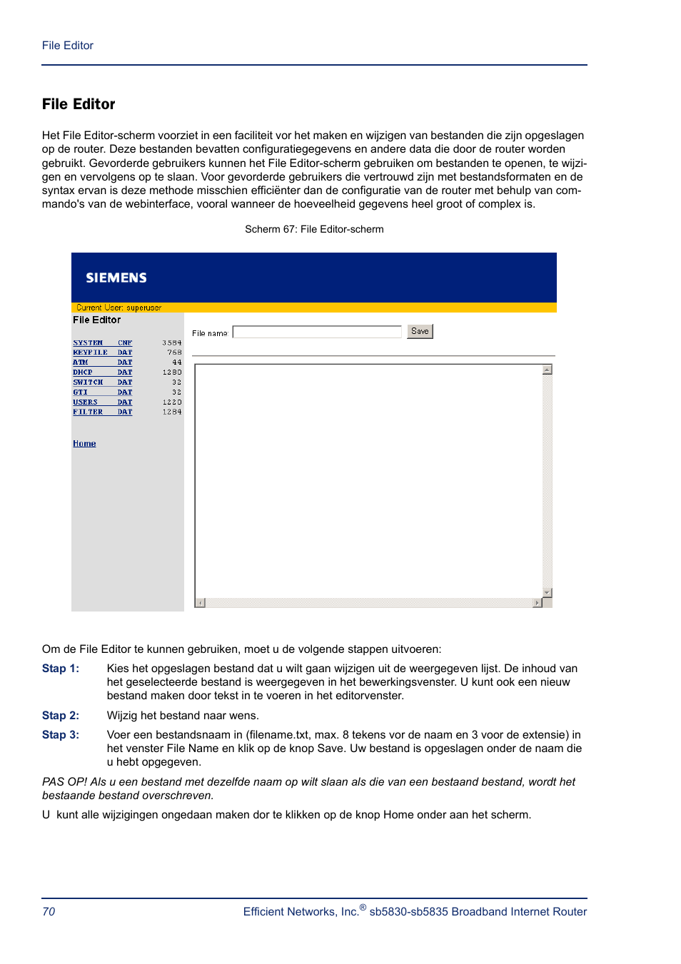 File editor | Efficient Networks SB5835 User Manual | Page 70 / 83