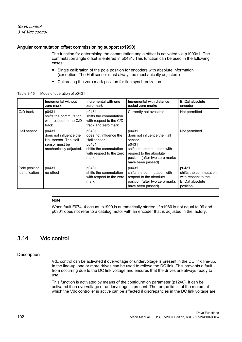 14 vdc control | Efficient Networks Siemens Sinamics S120 User Manual | Page 102 / 560