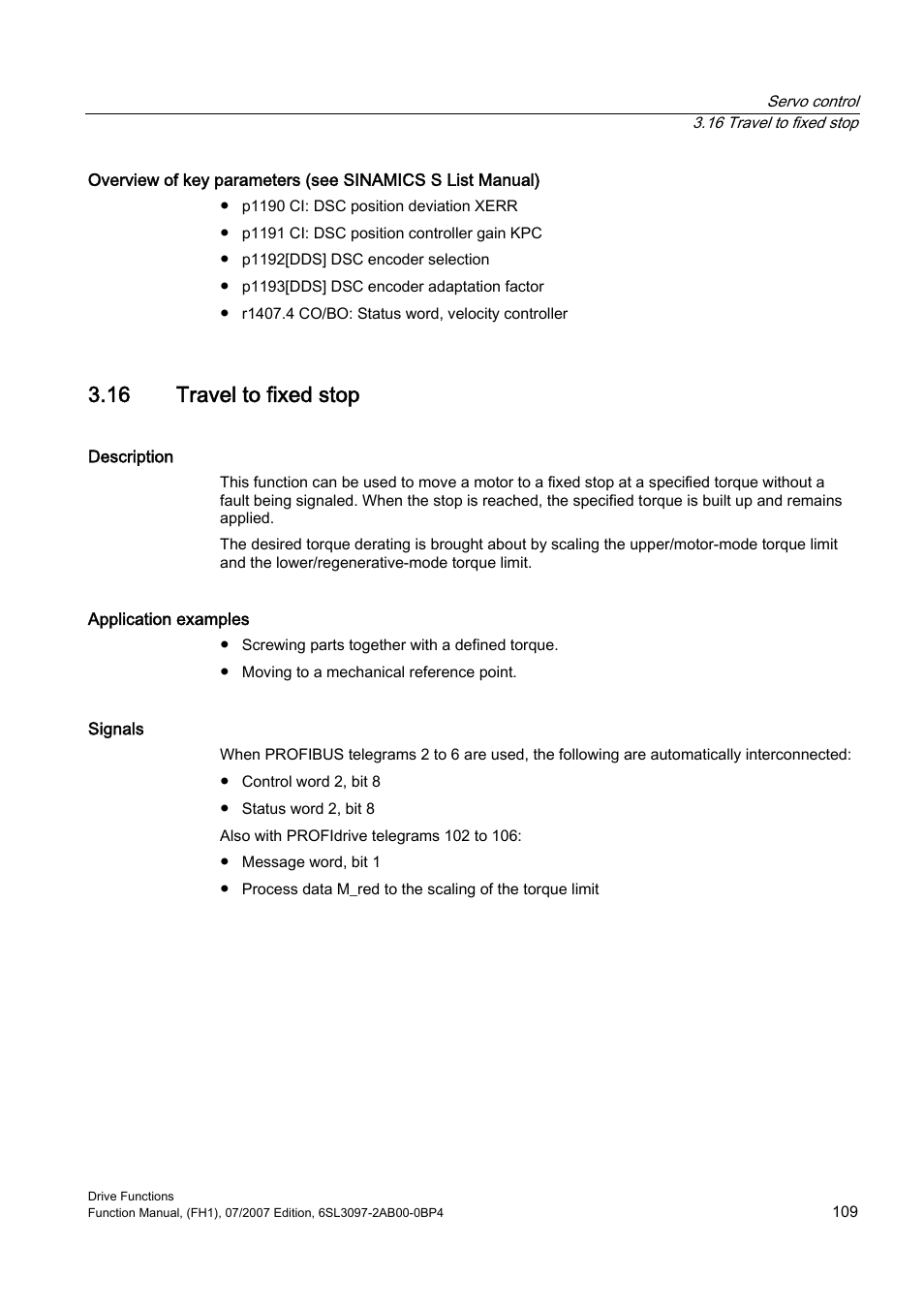 16 travel to fixed stop | Efficient Networks Siemens Sinamics S120 User Manual | Page 109 / 560