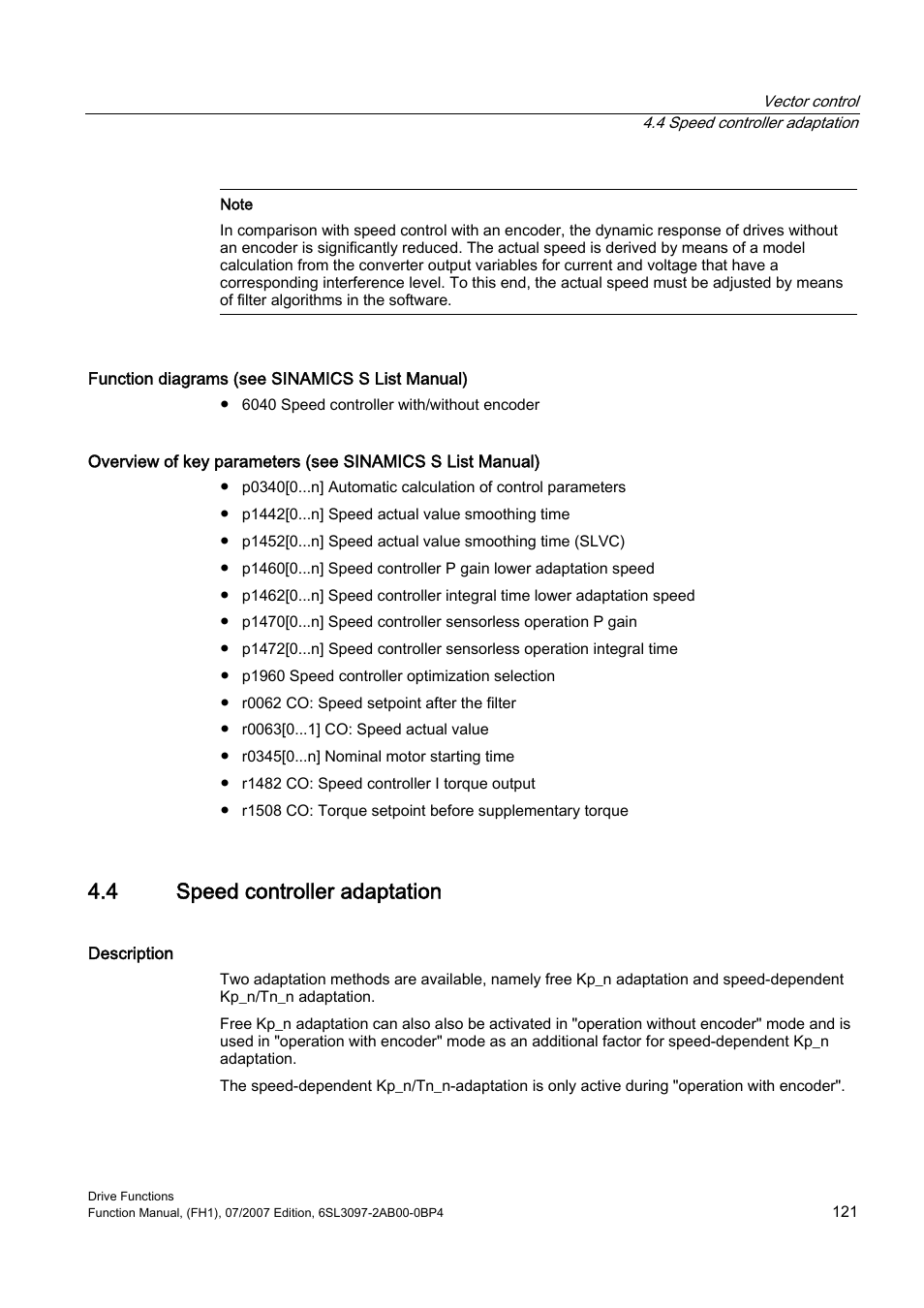 4 speed controller adaptation | Efficient Networks Siemens Sinamics S120 User Manual | Page 121 / 560