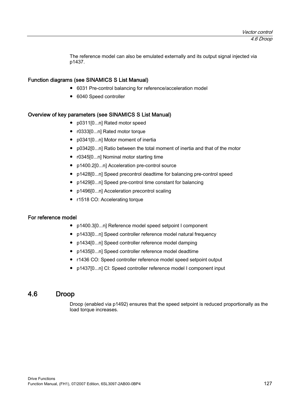6 droop | Efficient Networks Siemens Sinamics S120 User Manual | Page 127 / 560