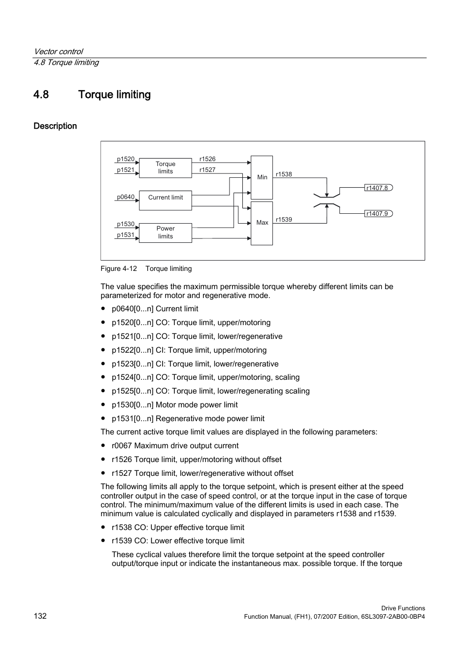 8 torque limiting | Efficient Networks Siemens Sinamics S120 User Manual | Page 132 / 560