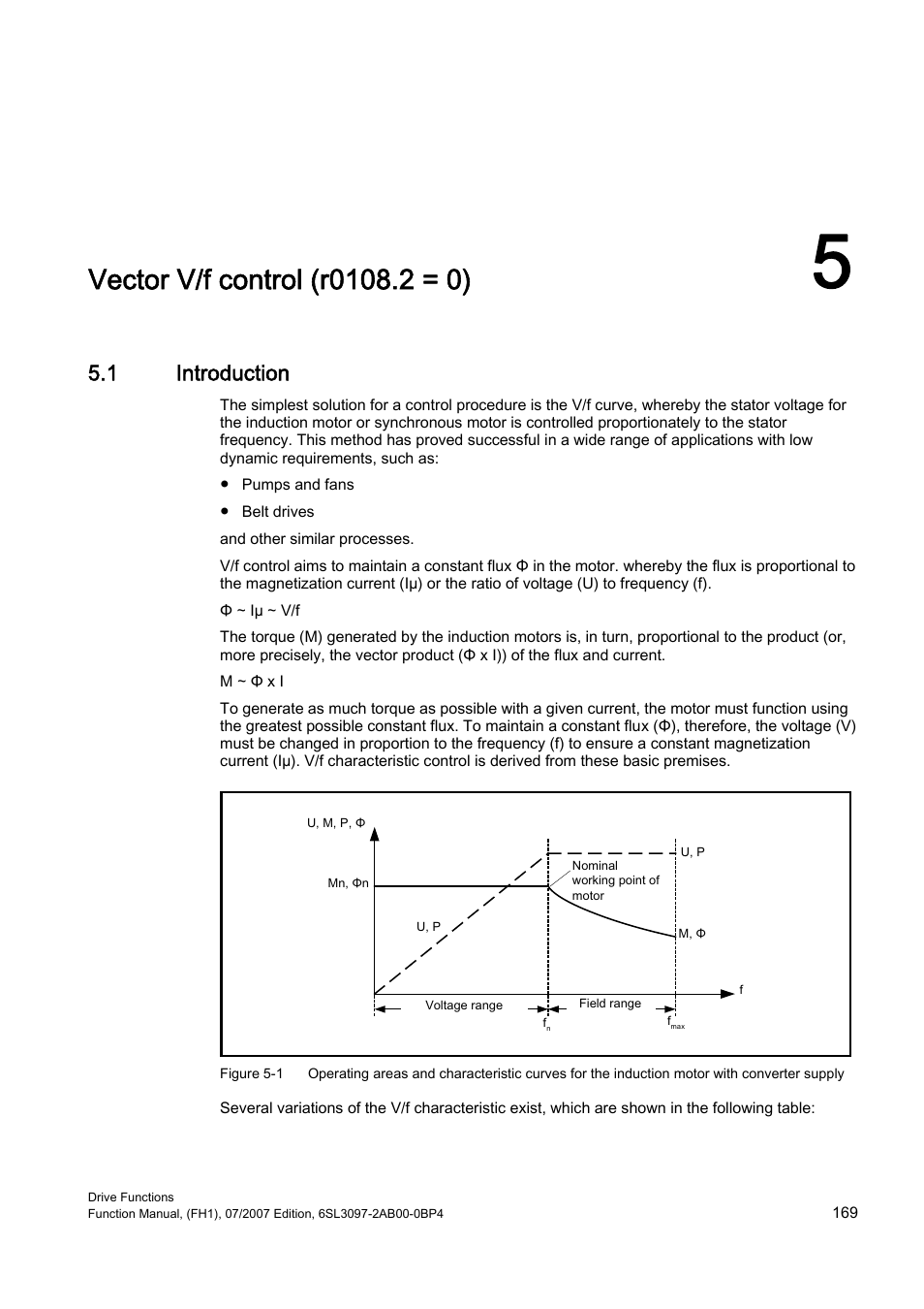 5 vector v/f control (r0108.2 = 0), 1 introduction, Vector v/f control | R0108.2 = 0) | Efficient Networks Siemens Sinamics S120 User Manual | Page 169 / 560