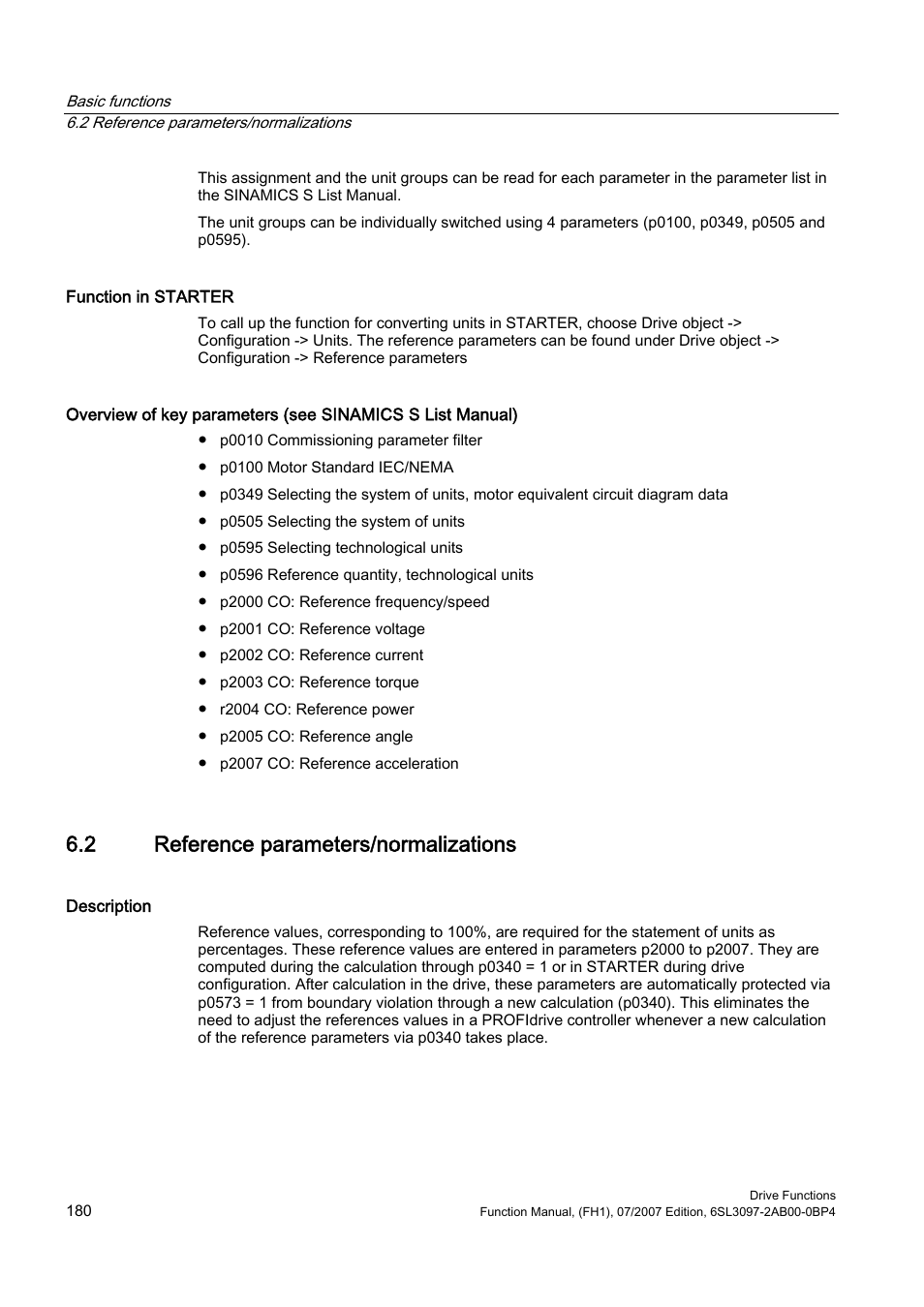 2 reference parameters/normalizations | Efficient Networks Siemens Sinamics S120 User Manual | Page 180 / 560