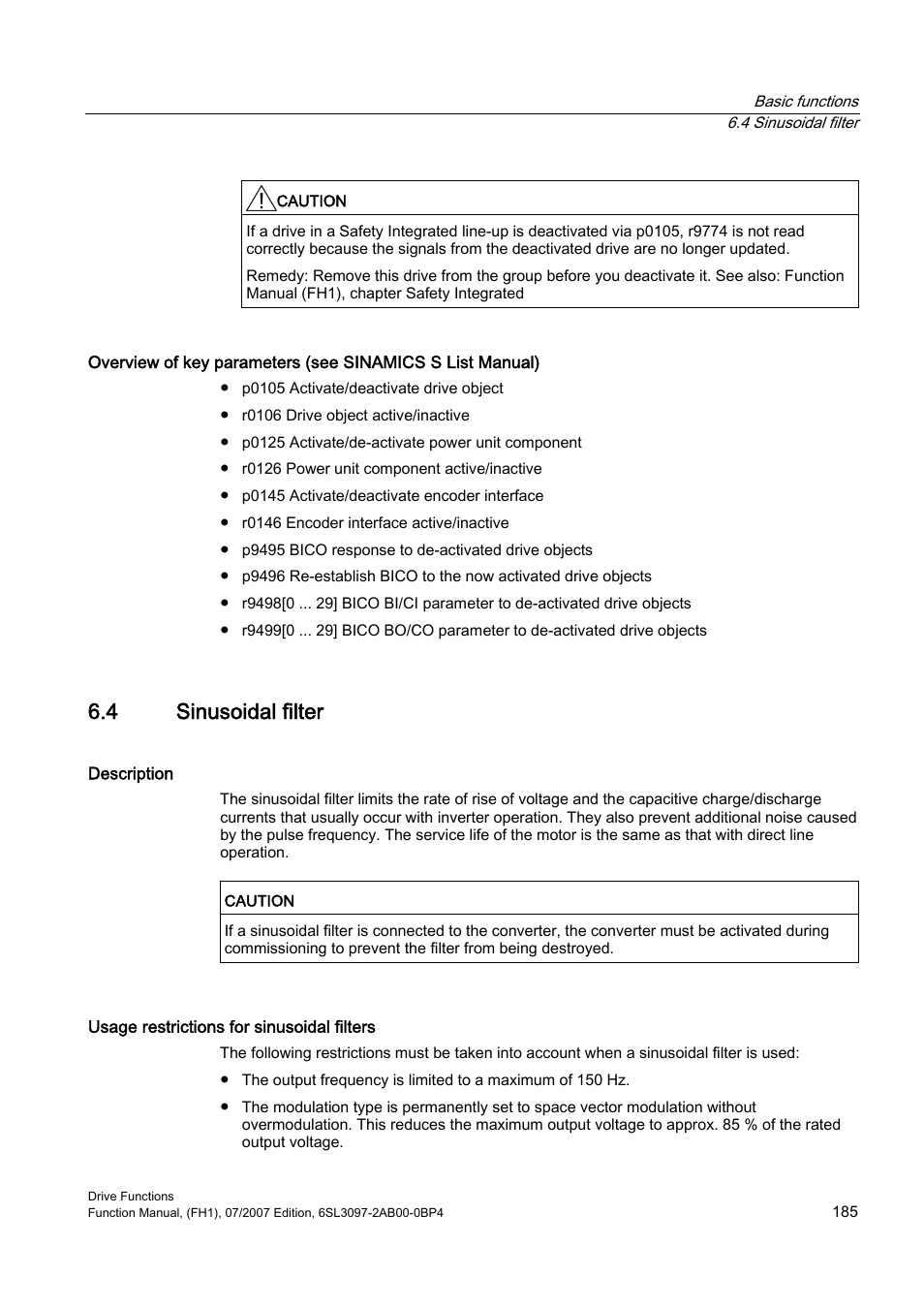 4 sinusoidal filter | Efficient Networks Siemens Sinamics S120 User Manual | Page 185 / 560
