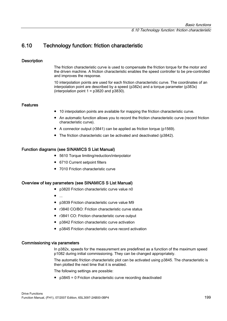 10 technology function: friction characteristic | Efficient Networks Siemens Sinamics S120 User Manual | Page 199 / 560