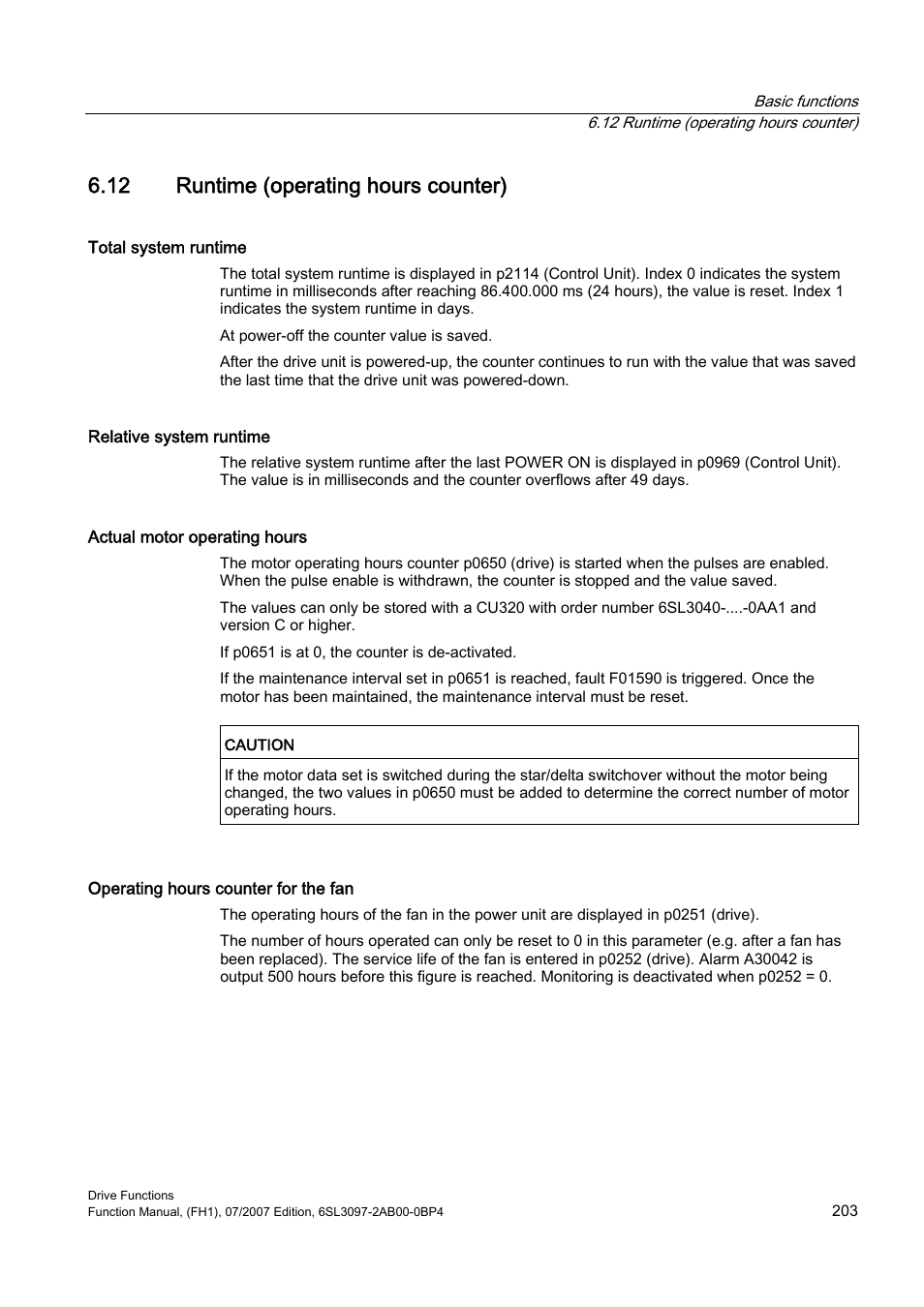 12 runtime (operating hours counter) | Efficient Networks Siemens Sinamics S120 User Manual | Page 203 / 560