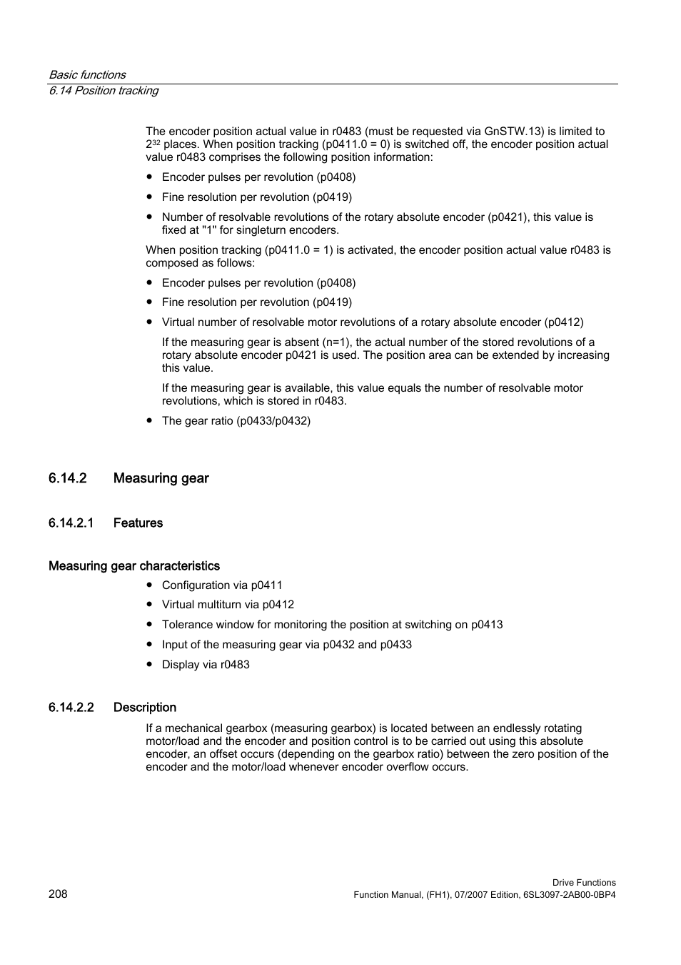 2 measuring gear, 1 features, 2 description | Efficient Networks Siemens Sinamics S120 User Manual | Page 208 / 560