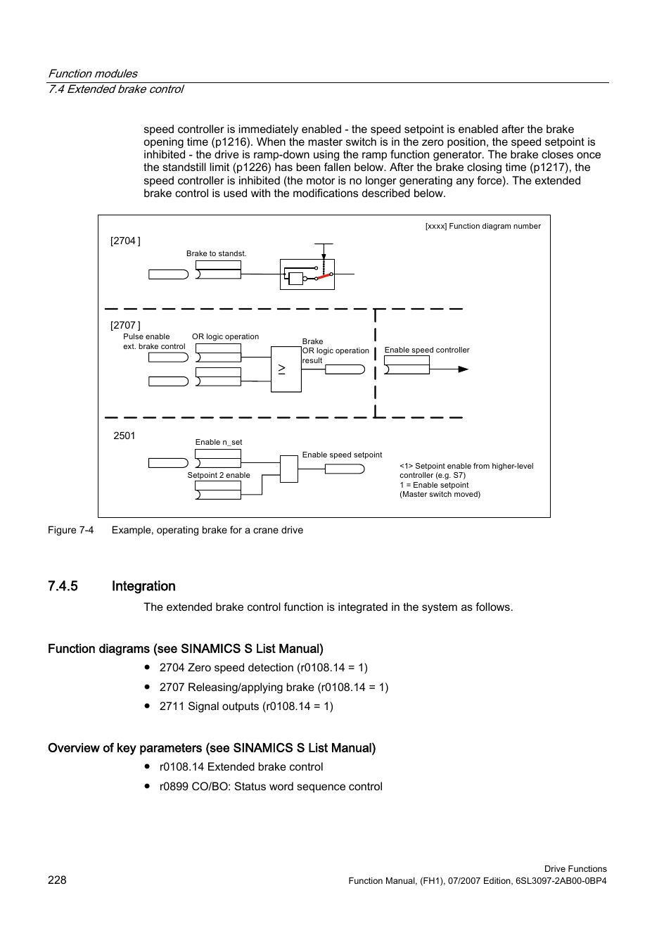 5 integration, Function diagrams (see sinamics s list manual) | Efficient Networks Siemens Sinamics S120 User Manual | Page 228 / 560