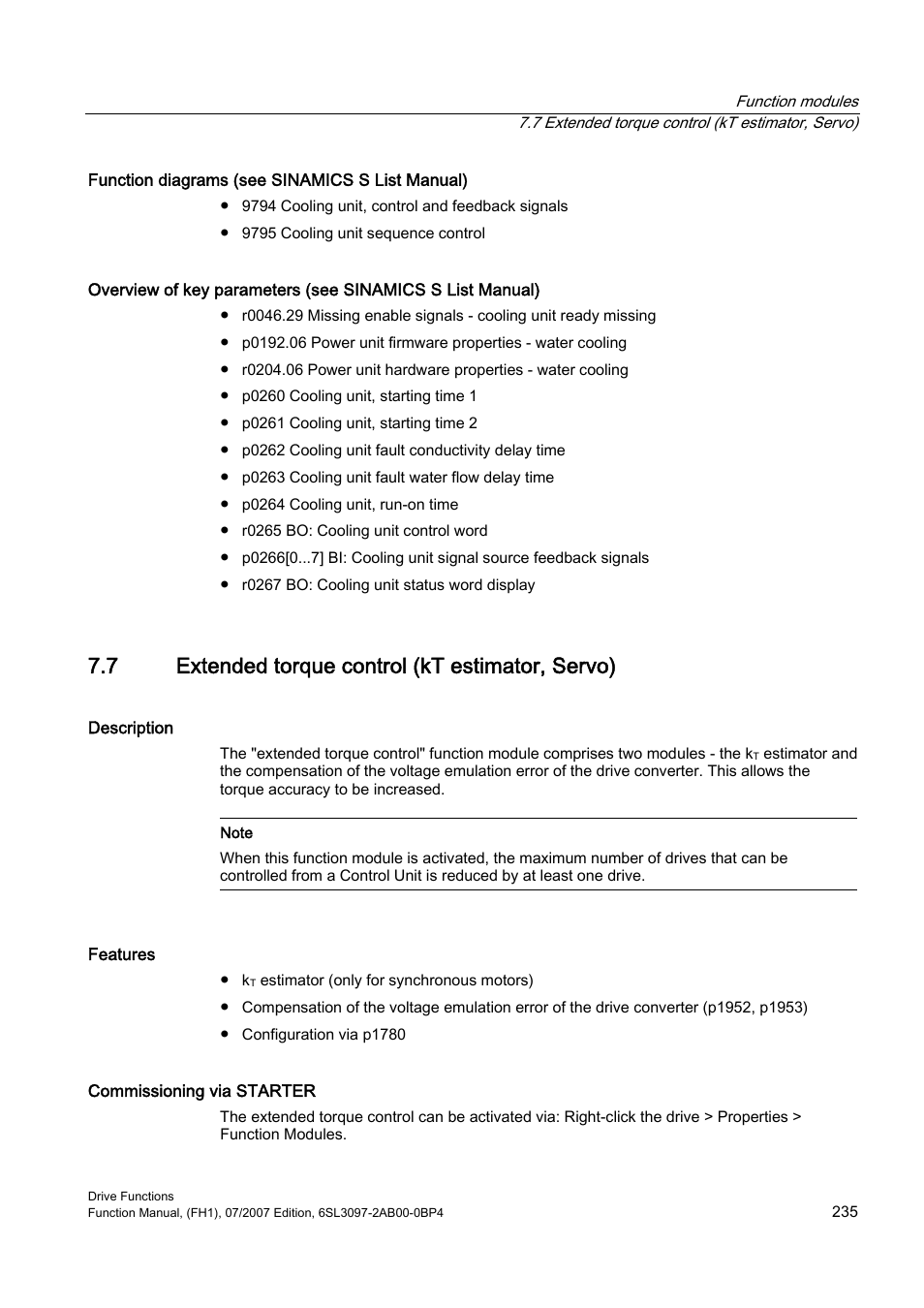 7 extended torque control (kt estimator, servo) | Efficient Networks Siemens Sinamics S120 User Manual | Page 235 / 560
