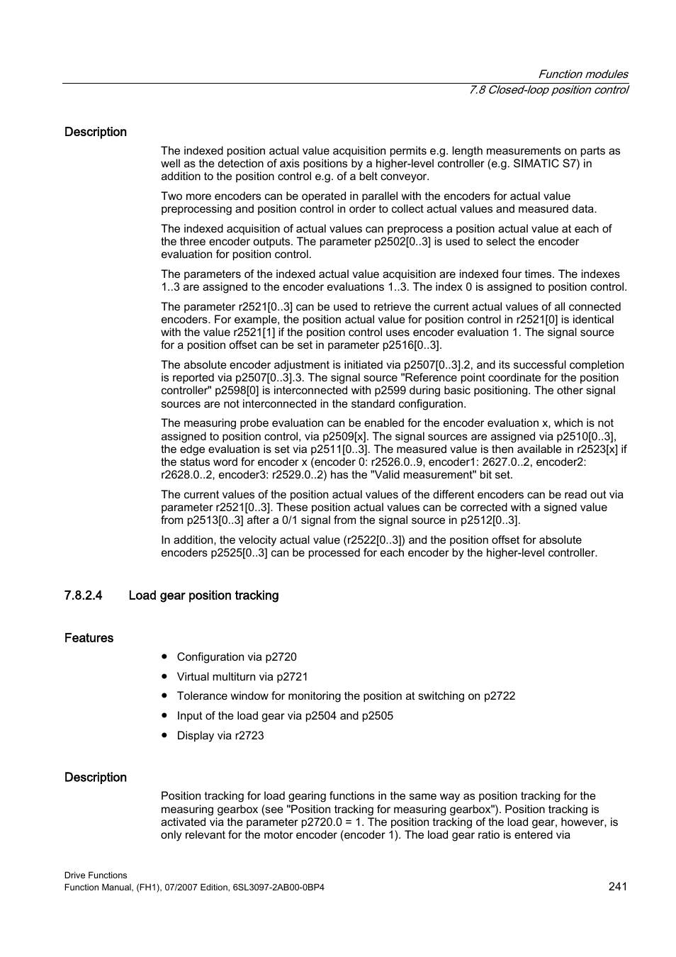 4 load gear position tracking | Efficient Networks Siemens Sinamics S120 User Manual | Page 241 / 560