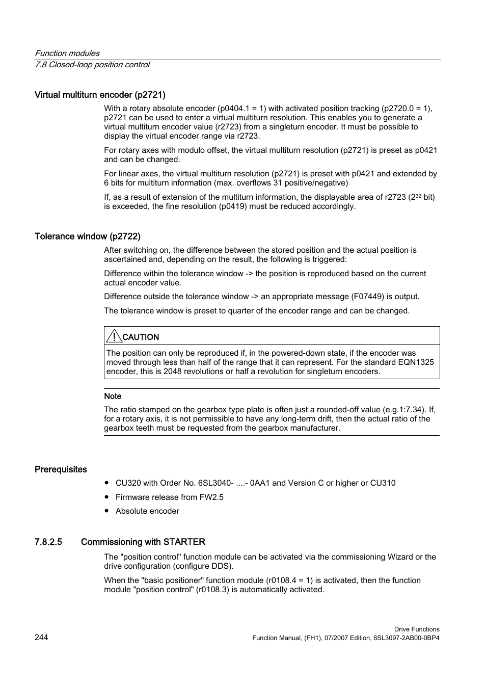 5 commissioning with starter | Efficient Networks Siemens Sinamics S120 User Manual | Page 244 / 560