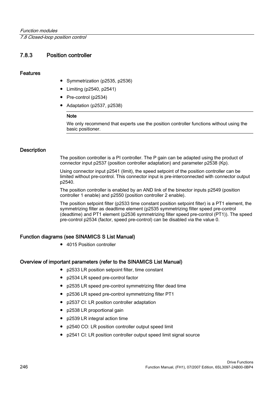 3 position controller | Efficient Networks Siemens Sinamics S120 User Manual | Page 246 / 560