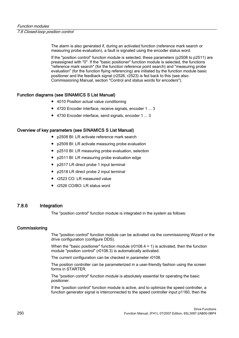 6 integration | Efficient Networks Siemens Sinamics S120 User Manual | Page 250 / 560