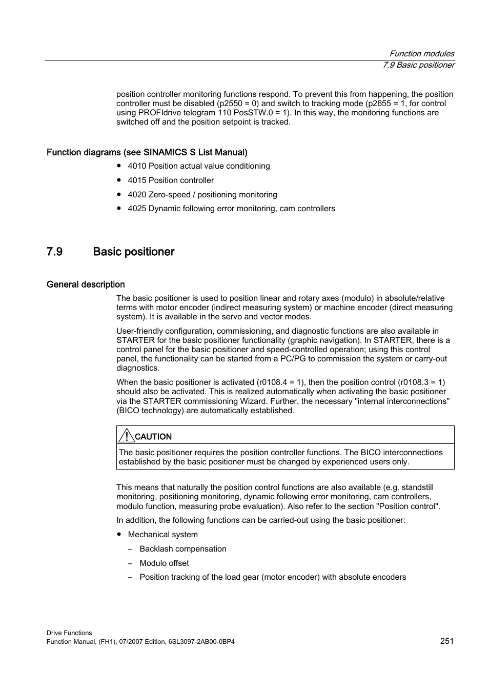 9 basic positioner | Efficient Networks Siemens Sinamics S120 User Manual | Page 251 / 560