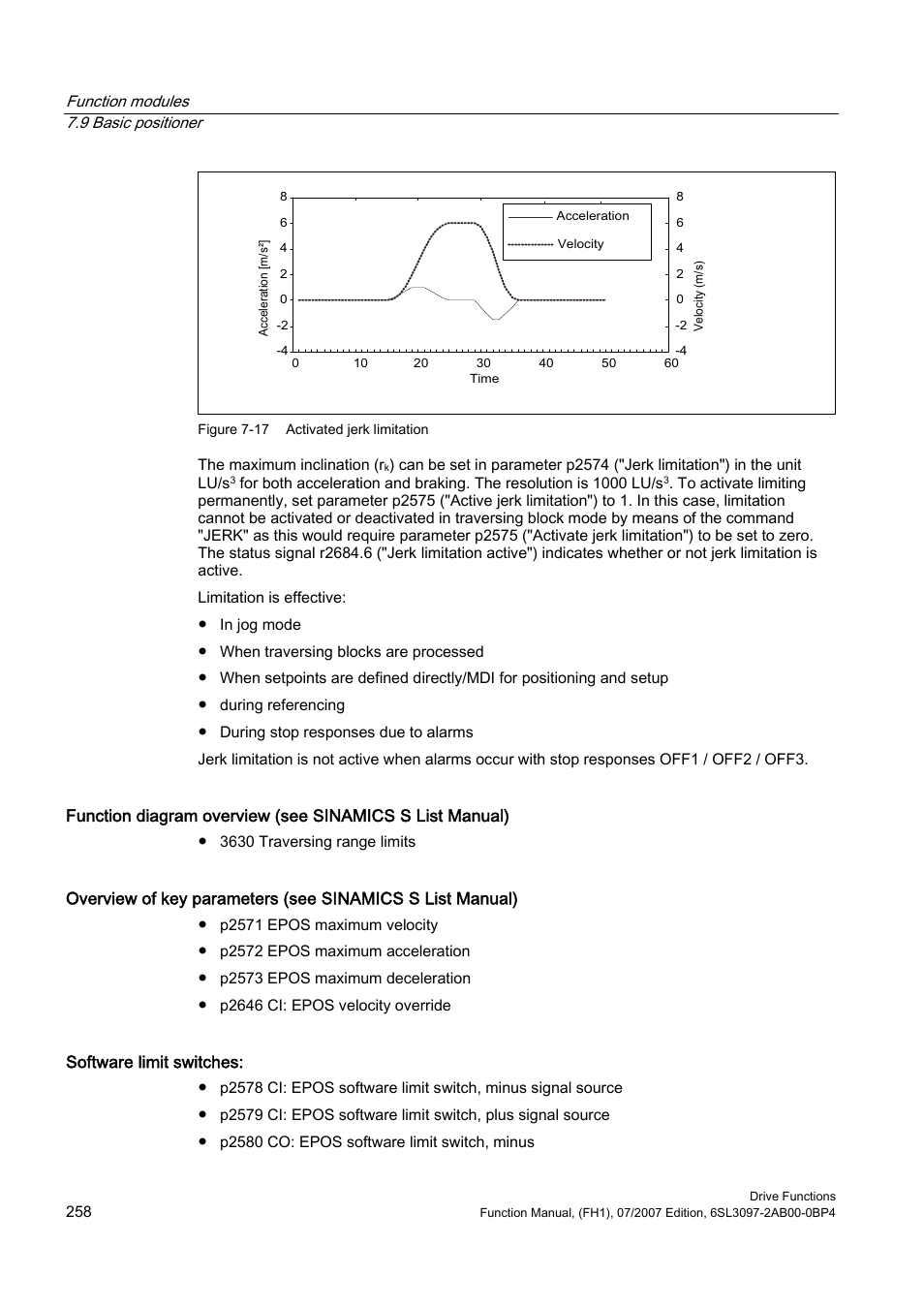 Software limit switches | Efficient Networks Siemens Sinamics S120 User Manual | Page 258 / 560