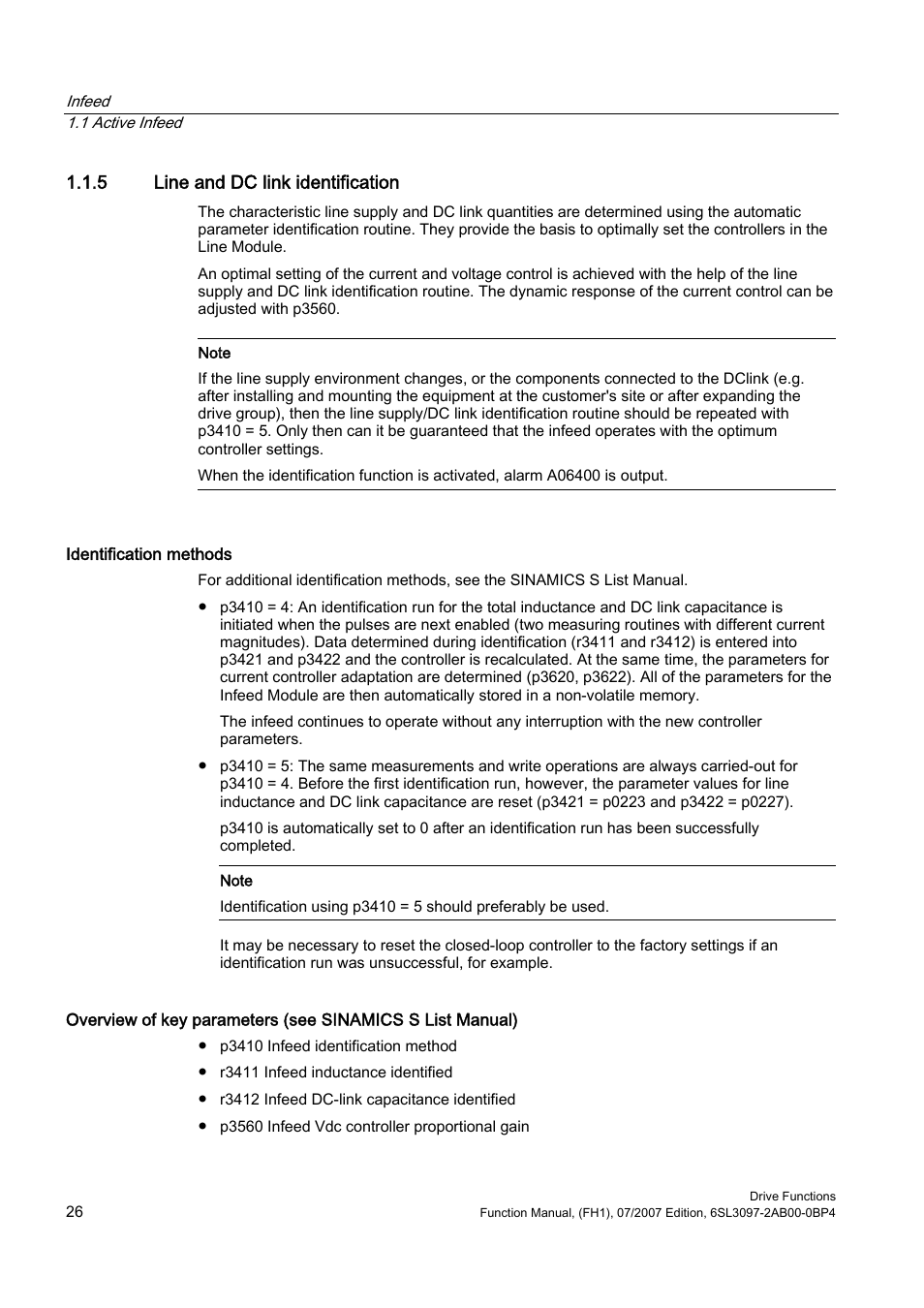 5 line and dc link identification | Efficient Networks Siemens Sinamics S120 User Manual | Page 26 / 560