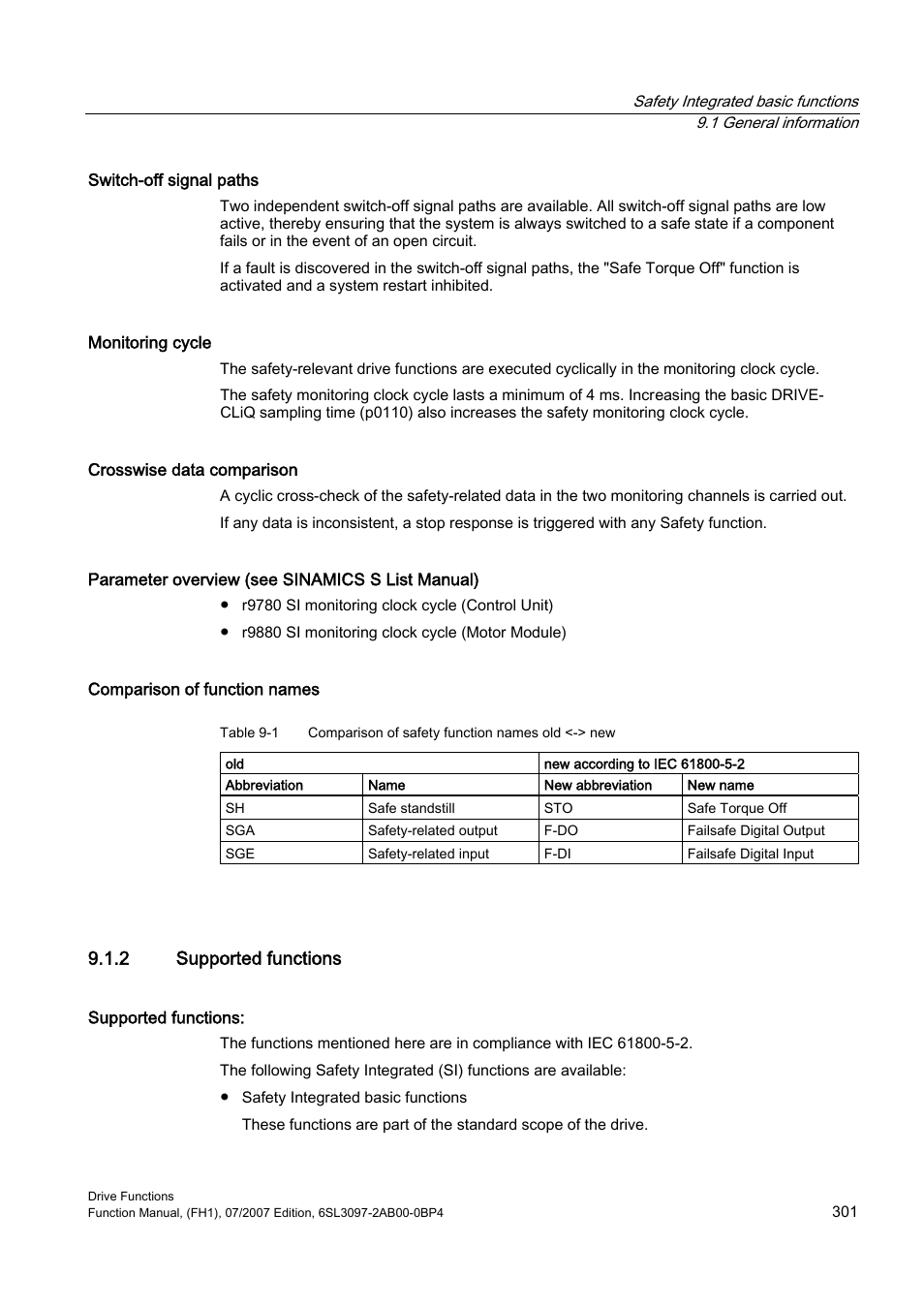 2 supported functions | Efficient Networks Siemens Sinamics S120 User Manual | Page 301 / 560