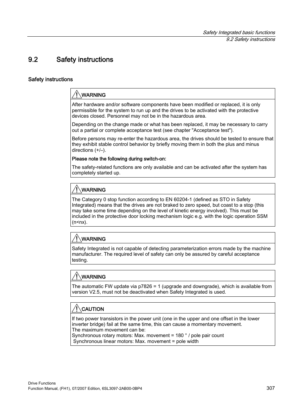 2 safety instructions | Efficient Networks Siemens Sinamics S120 User Manual | Page 307 / 560
