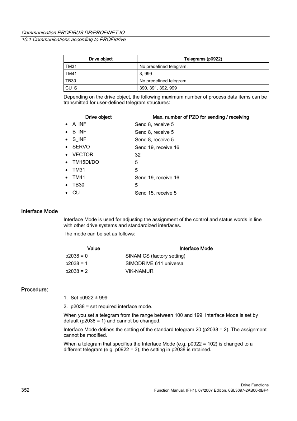 Efficient Networks Siemens Sinamics S120 User Manual | Page 352 / 560