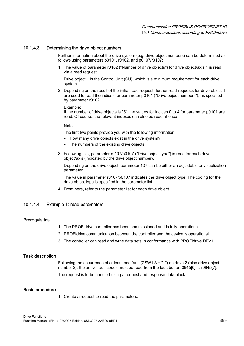 3 determining the drive object numbers, 4 example 1: read parameters | Efficient Networks Siemens Sinamics S120 User Manual | Page 399 / 560