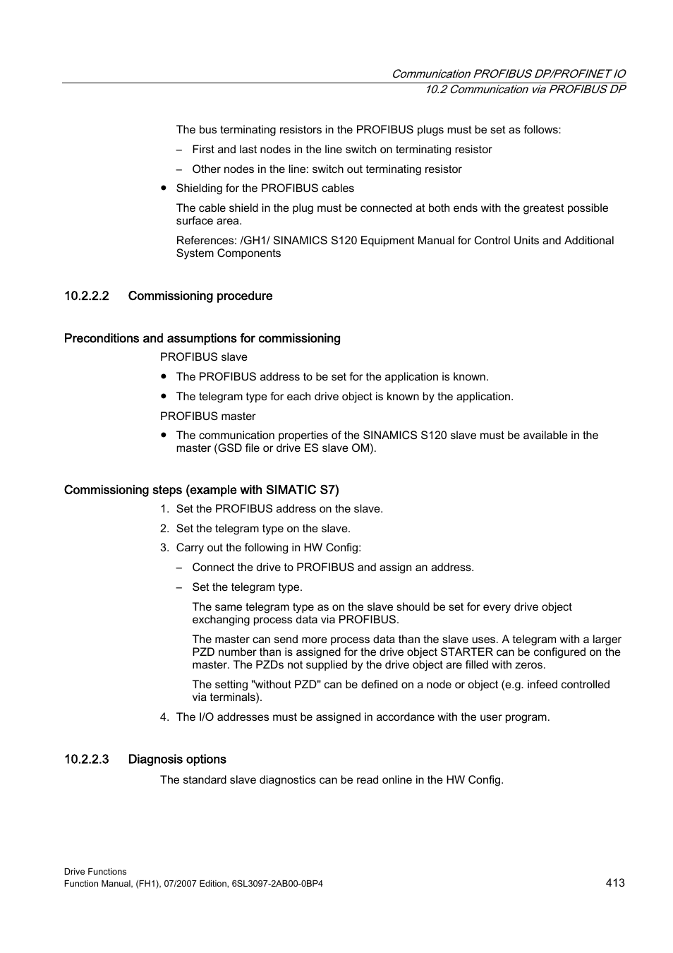 2 commissioning procedure, 3 diagnosis options | Efficient Networks Siemens Sinamics S120 User Manual | Page 413 / 560