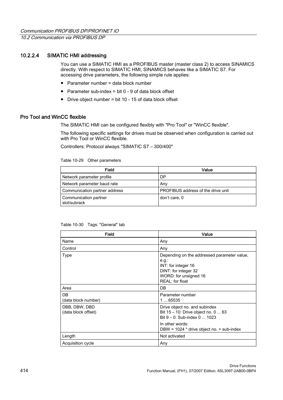 4 simatic hmi addressing | Efficient Networks Siemens Sinamics S120 User Manual | Page 414 / 560