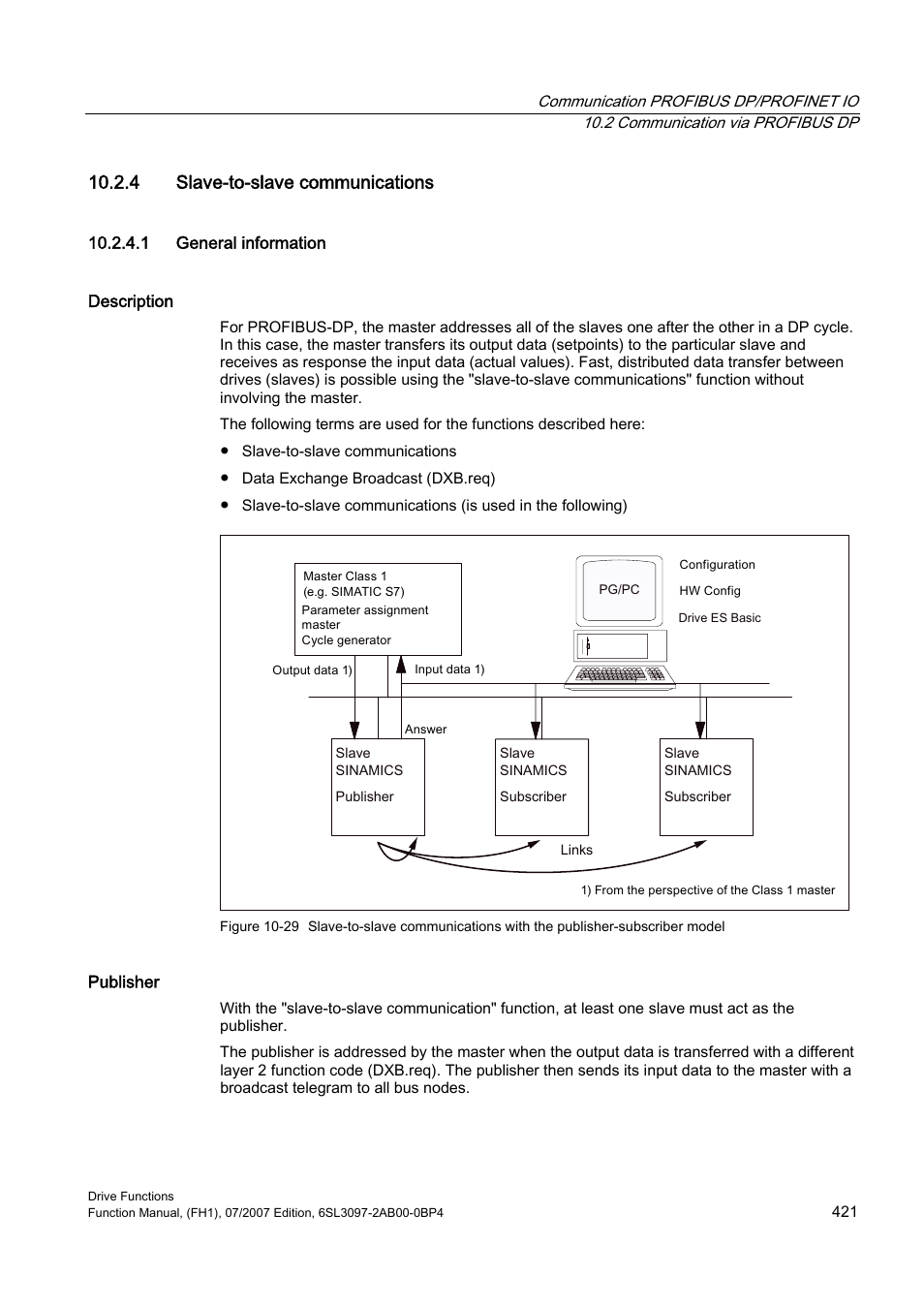 4 slave-to-slave communications, 1 general information | Efficient Networks Siemens Sinamics S120 User Manual | Page 421 / 560