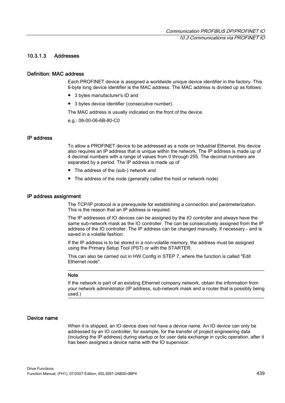 3 addresses | Efficient Networks Siemens Sinamics S120 User Manual | Page 439 / 560