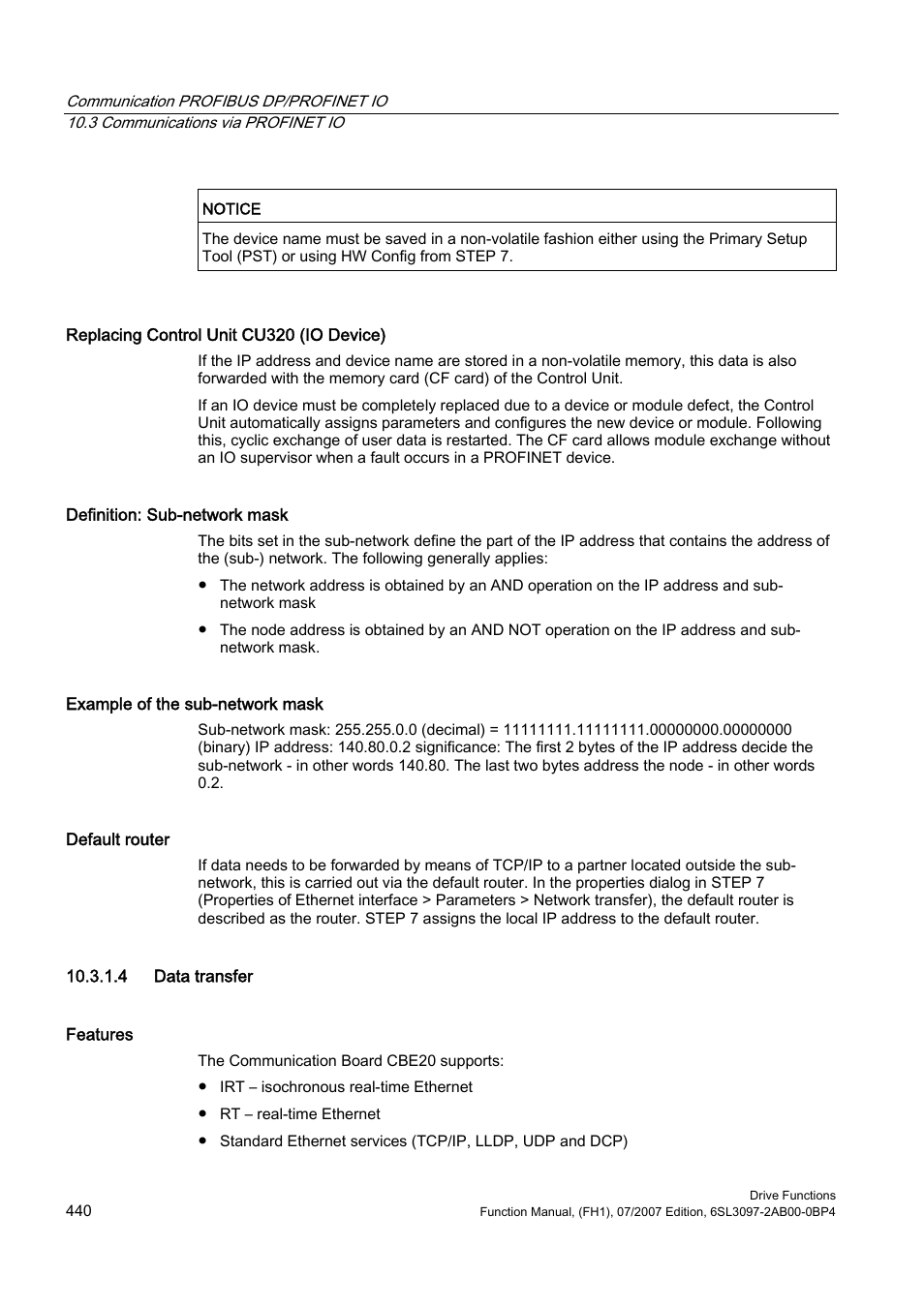 4 data transfer | Efficient Networks Siemens Sinamics S120 User Manual | Page 440 / 560