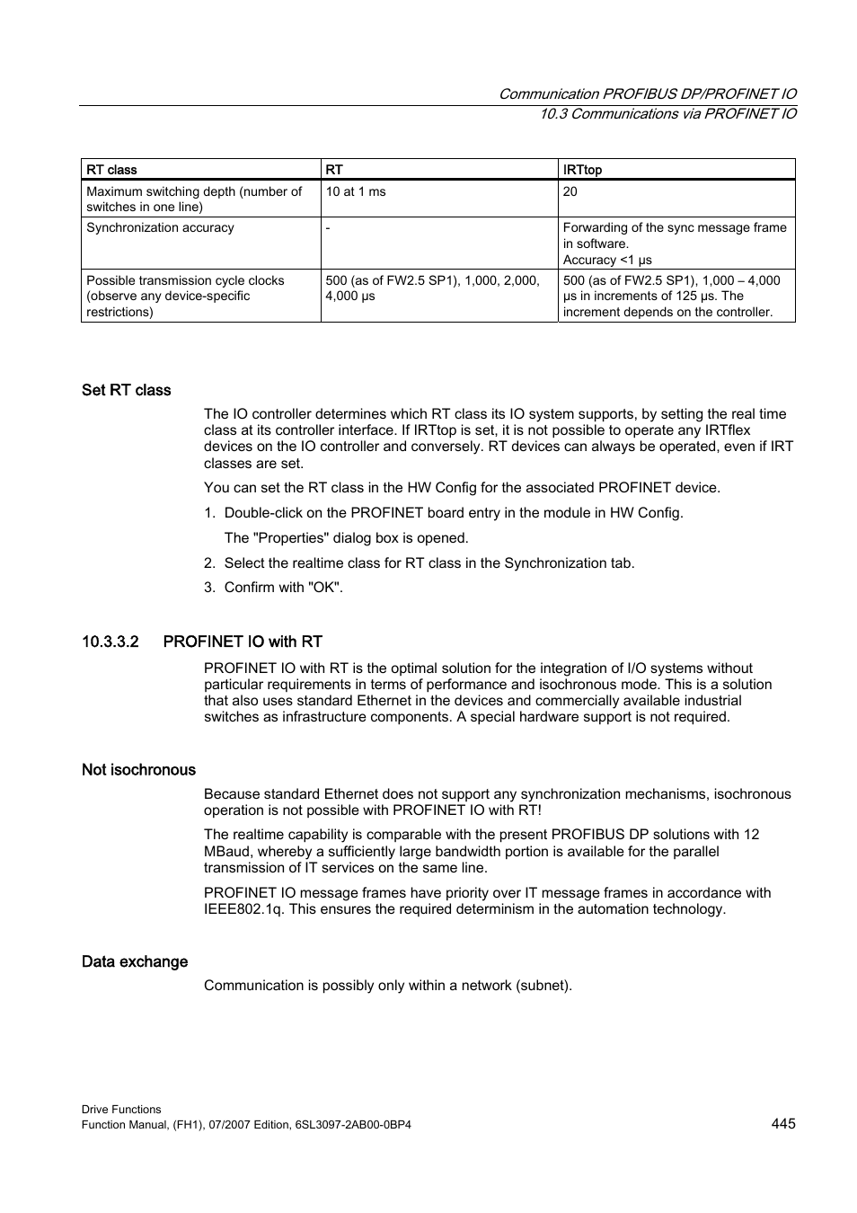 2 profinet io with rt | Efficient Networks Siemens Sinamics S120 User Manual | Page 445 / 560