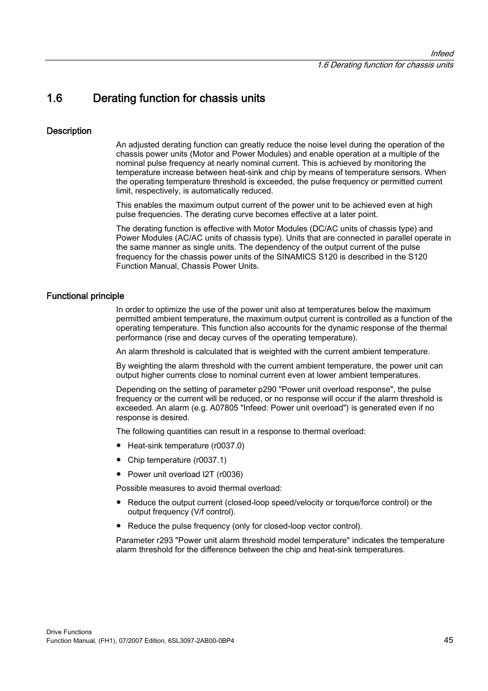 6 derating function for chassis units | Efficient Networks Siemens Sinamics S120 User Manual | Page 45 / 560