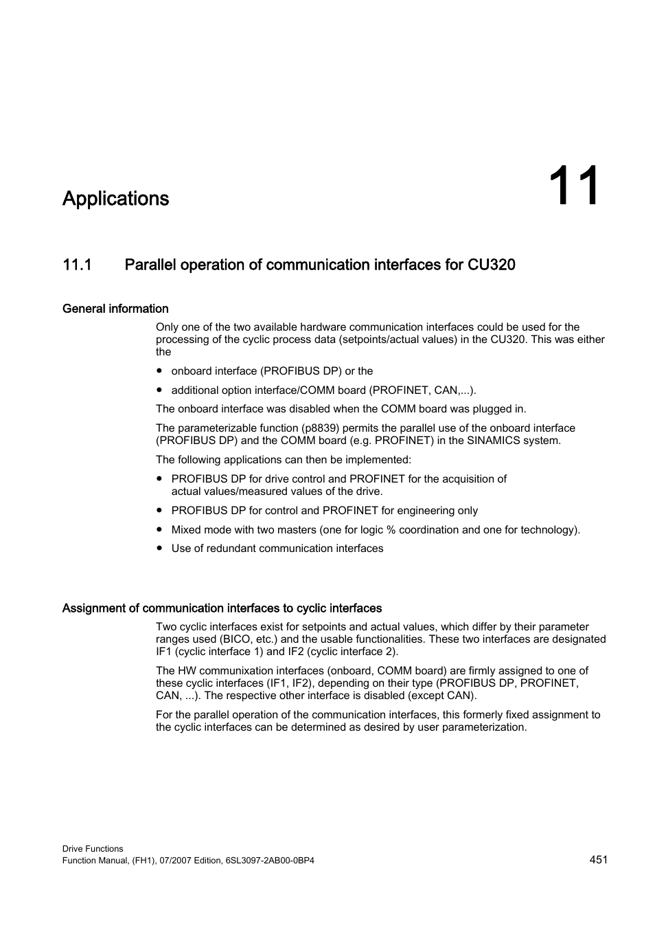 11 applications, Applications | Efficient Networks Siemens Sinamics S120 User Manual | Page 451 / 560
