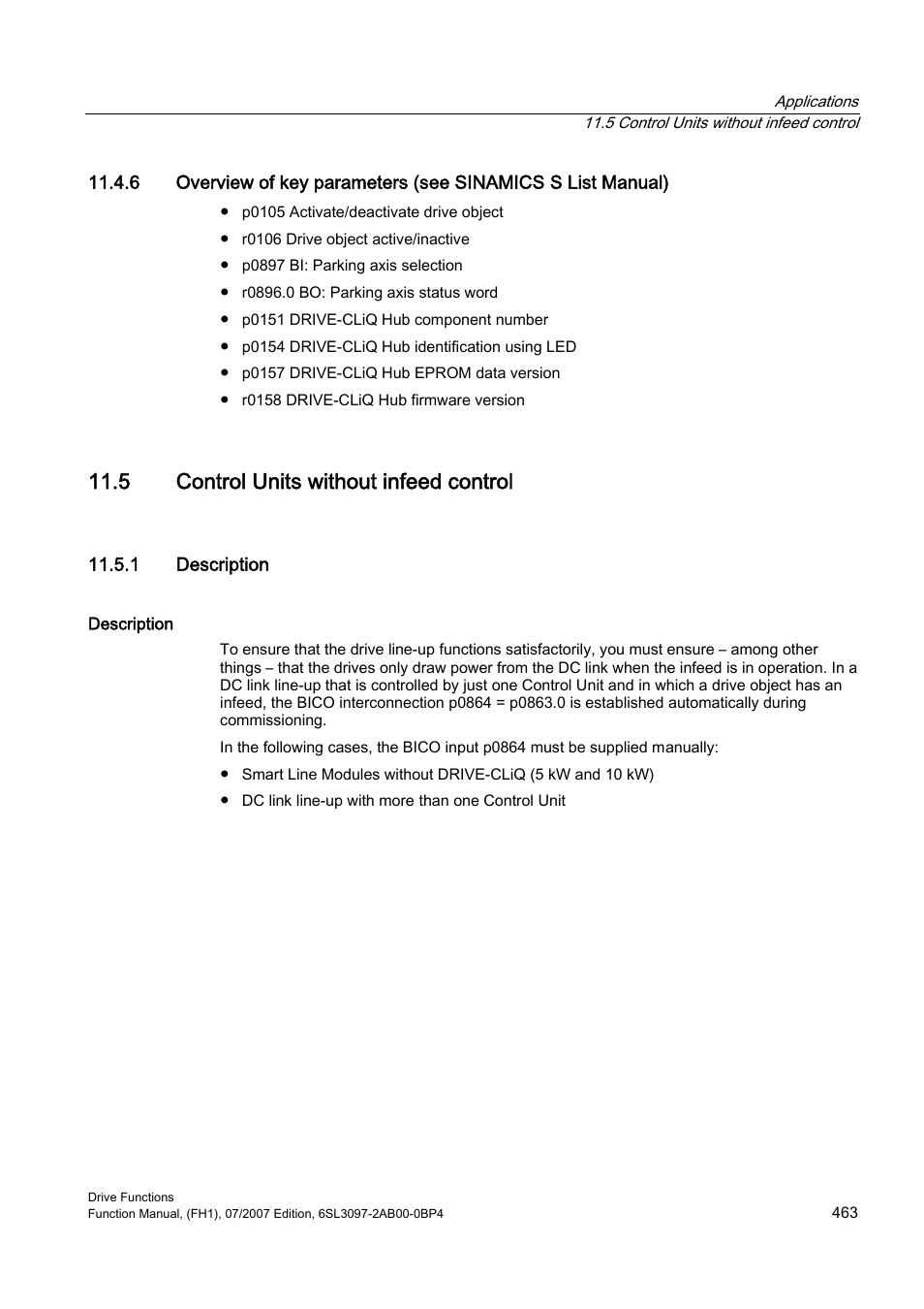 5 control units without infeed control, 1 description | Efficient Networks Siemens Sinamics S120 User Manual | Page 463 / 560